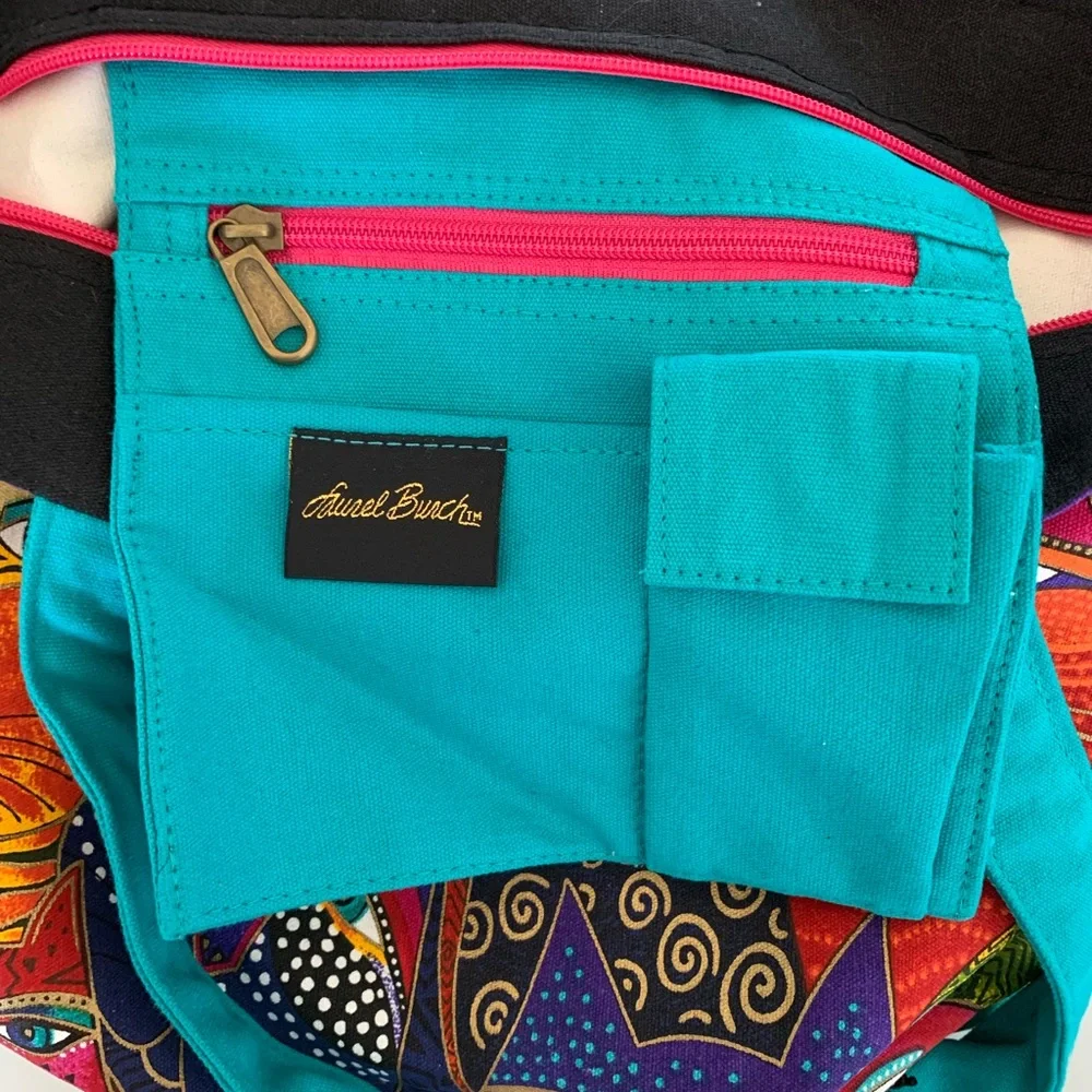 LAUREL BURCH Tote Bag Cat Faces Art Large Colorful Boho Style Shoulder Bag NWT - Picture 14 of 16